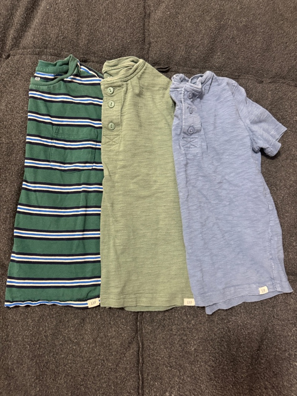 GAP Kids Three-Pack Henley Shirts - Green, Olive & Light Blue